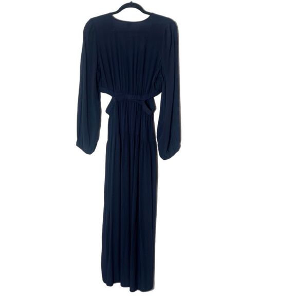 Old Navy Petite Blue Waist-Defined Crepe Side-Cutout Maxi Dress - Picture 4 of 7